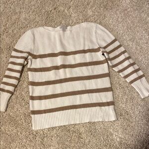 Striped White and Tan Sweater garnet hill